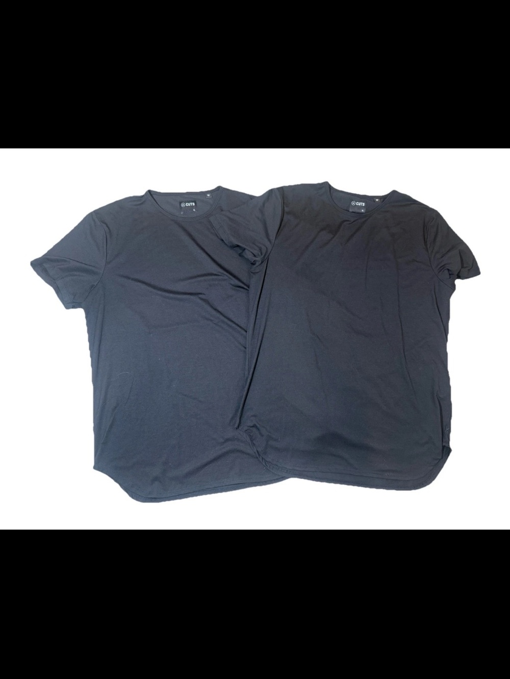 Cuts Brand AO Elongated Tee Set of 2 Men’s Size XL Black Short Sleeve Crew Neck